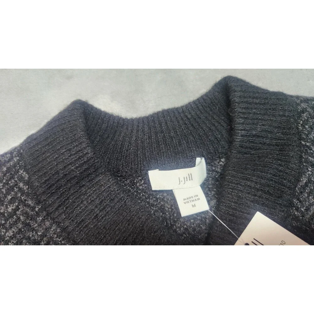 J.Jill Women's Size Medium Black Chevron Sweater Jacket NWT‎ Wool